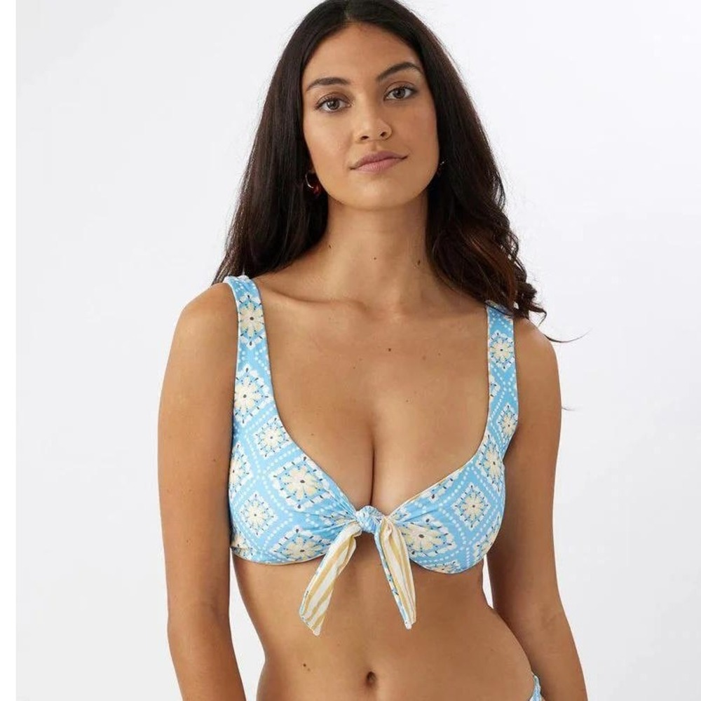 O'Neill Melissa Tile Mavericks Reversible Retro Bralette Bikini Top Geometric M
